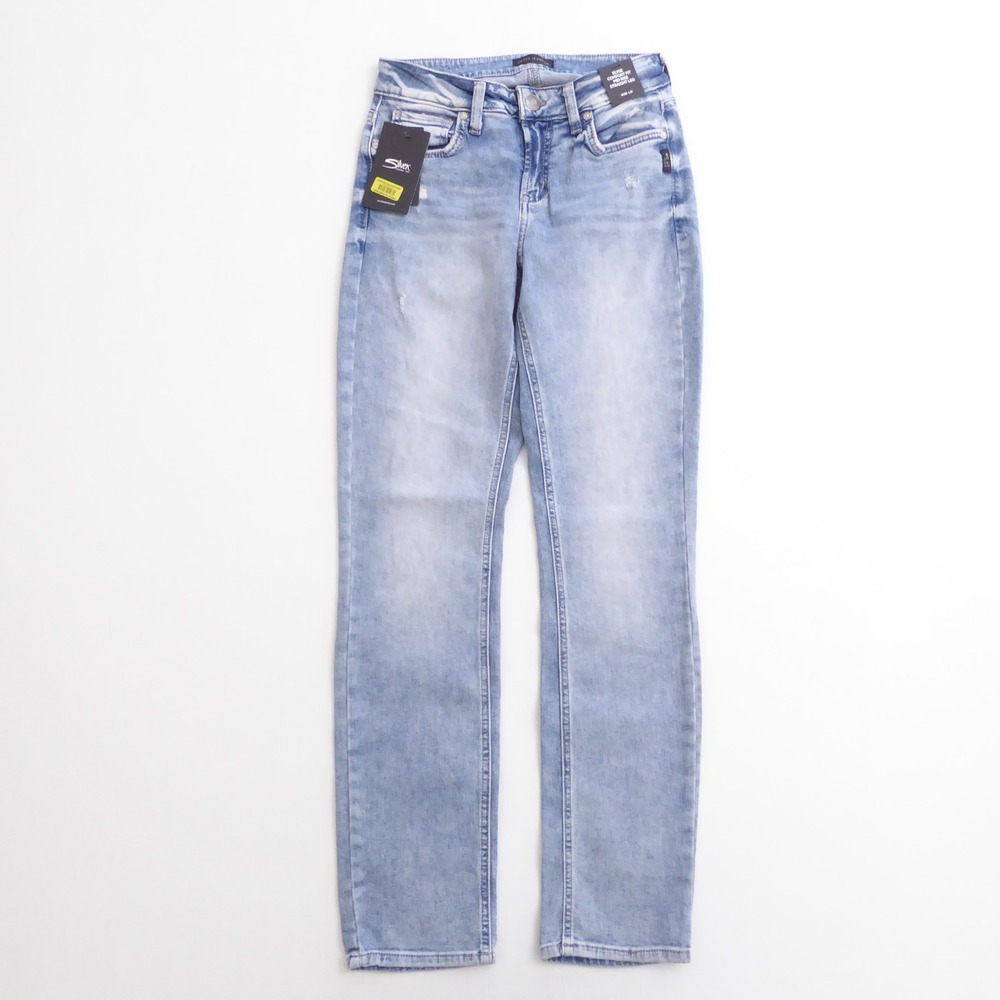 Silver Jeans Co Women Jeans Blue Elyse Straight Mid Rise Leg Size W26 L31